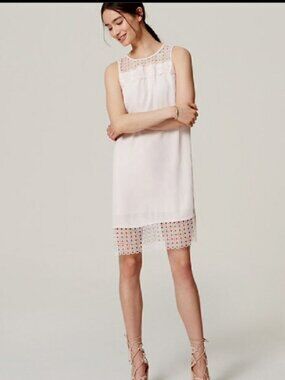 LOFT blush pink lace dress, Size 12